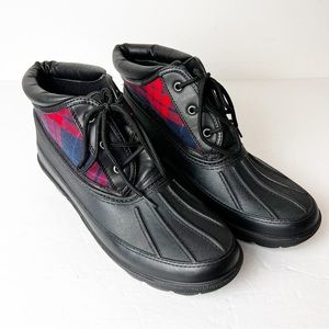 SZ 11 Tartan & Black Low Rain Boots